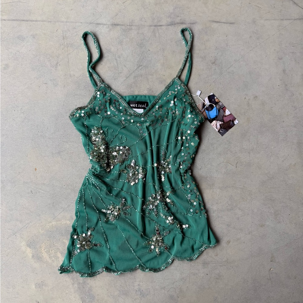 y2k wet seal beaded butterfly top